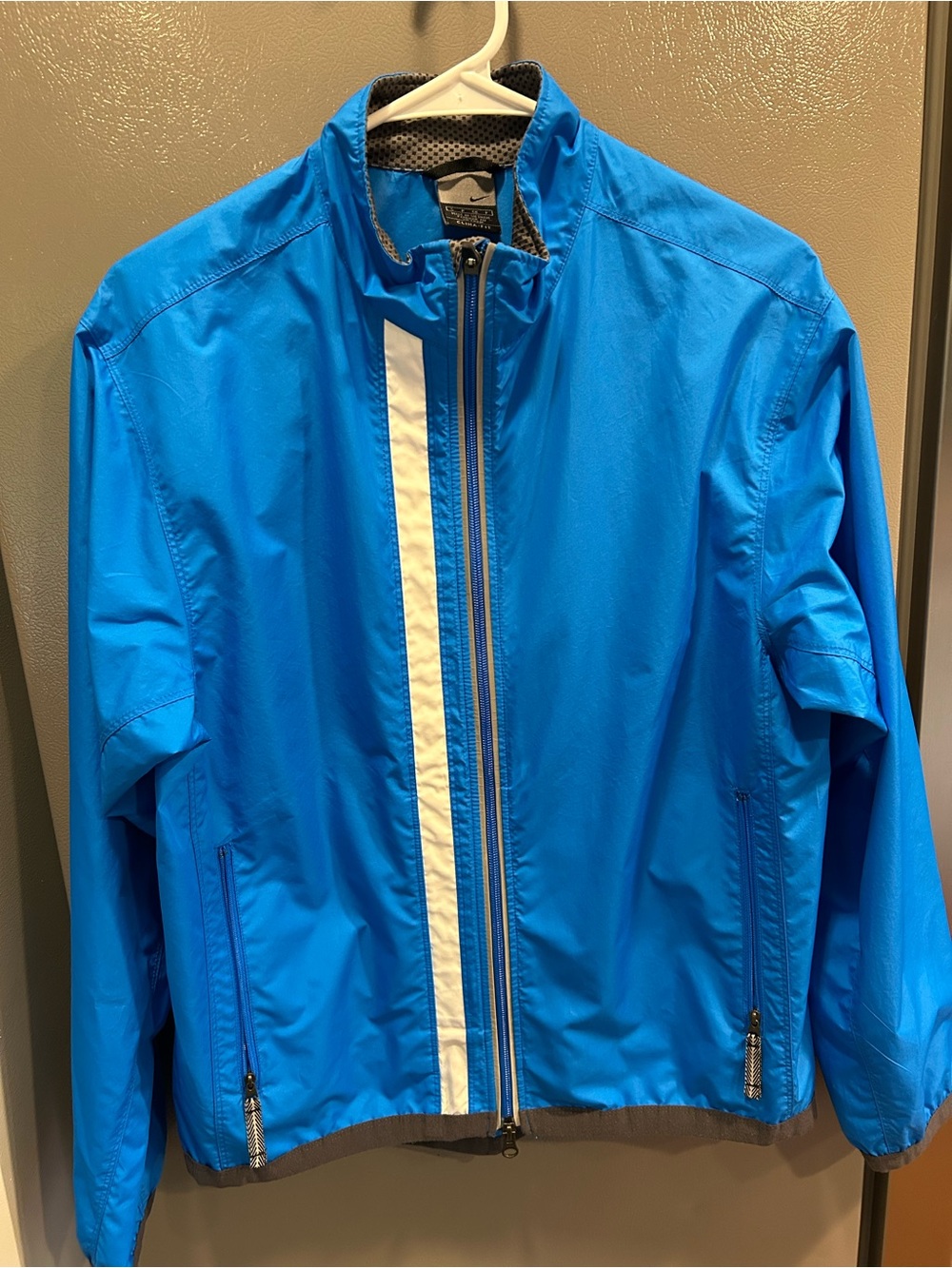 Nike Bright Blue Windbreaker with White Center Stripe